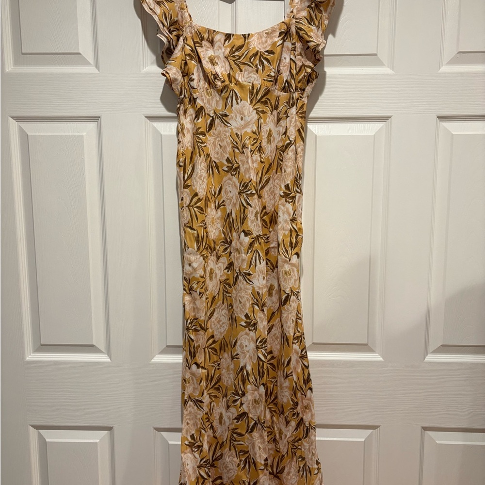 NWT Madewell Angelina Dress | Maxi Dress in Cream and Brown Floral | Size 6
